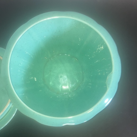 California Pottery teal covered dish vintage mid century - Picture 3 of 9